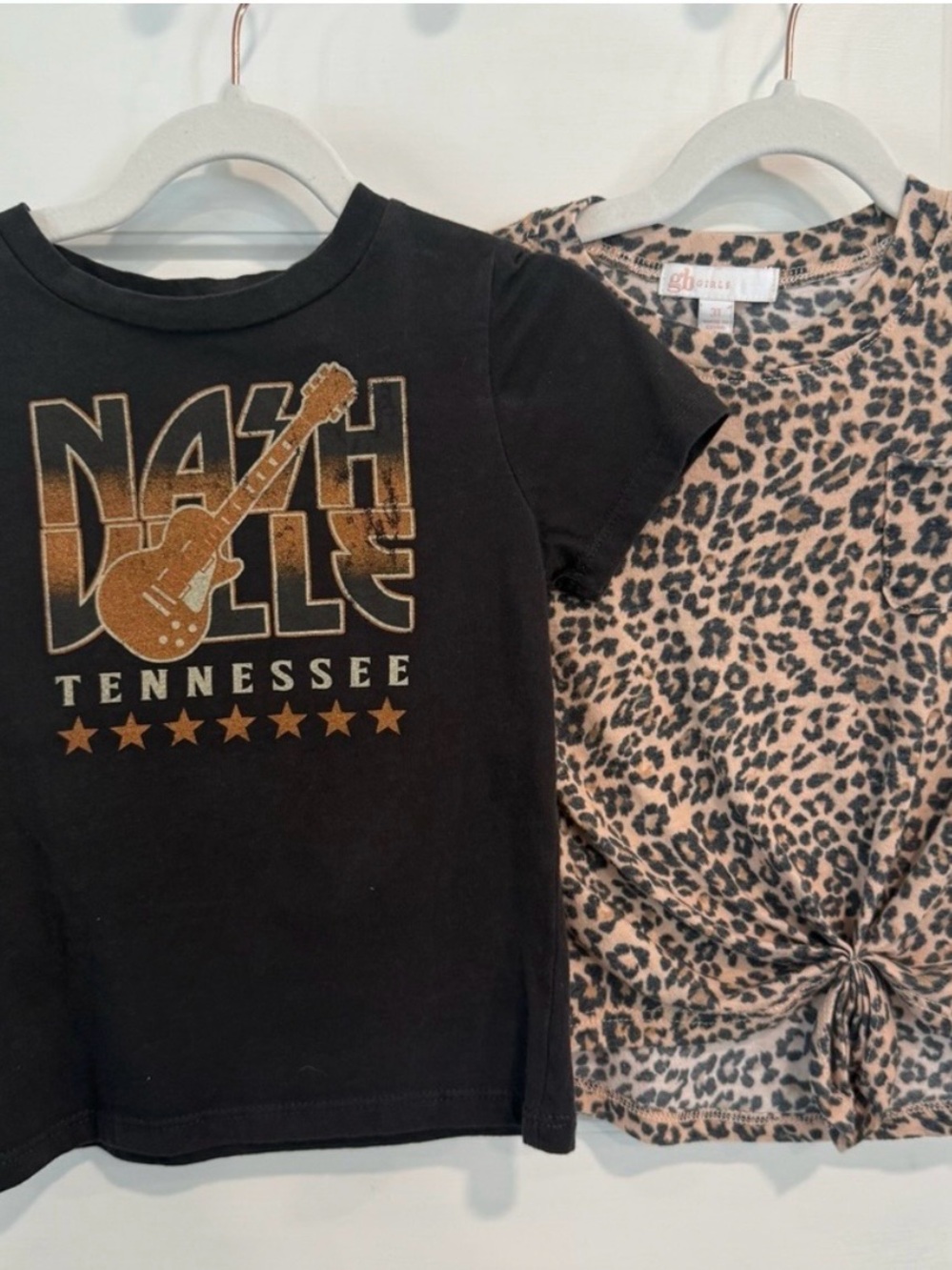 GB Girls 3T Leopard Tie Front Nashville Tennessee Graphic Tee Shirt Lot 2